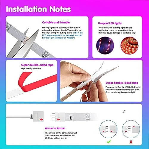 LED Strip Lights 130ft (2 Rolls of 65ft) Smart Light Strips with App Control RGB LED Lights, Music Sync Color Changing... — LED Strip Lights, Tenmiro