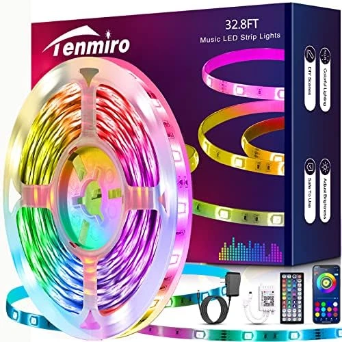 LED Strip Lights 130ft (2 Rolls of 65ft) Smart Light Strips with App Control RGB LED Lights, Music Sync Color Changing... — LED Strip Lights, Tenmiro