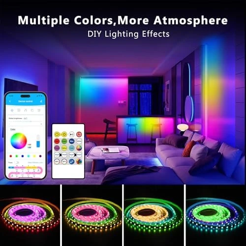LED Strip Lights for Bedroom, 100ft 5050 LED Strip with DIY Multiple Colors — LED Strip Lights, dalattin
