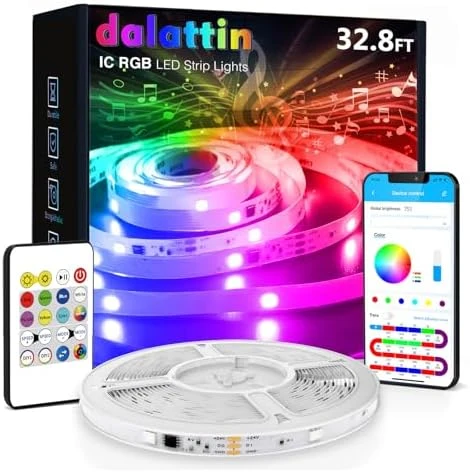 LED Strip Lights for Bedroom, 100ft 5050 LED Strip with DIY Multiple Colors — LED Strip Lights, dalattin
