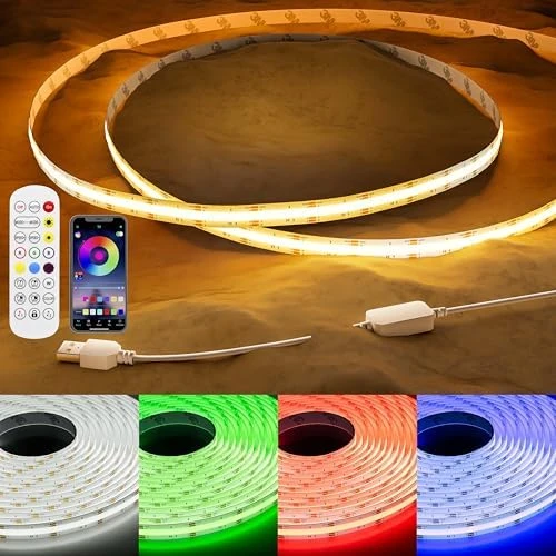 RGB Smart IC COB LED Strip Light USB 5V 6.56ft/2m — LED Strip Lights, PAUTIX