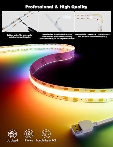 RGB Smart IC USB LED Light Strip 6.56ft — LED Strip Lights, PAUTIX