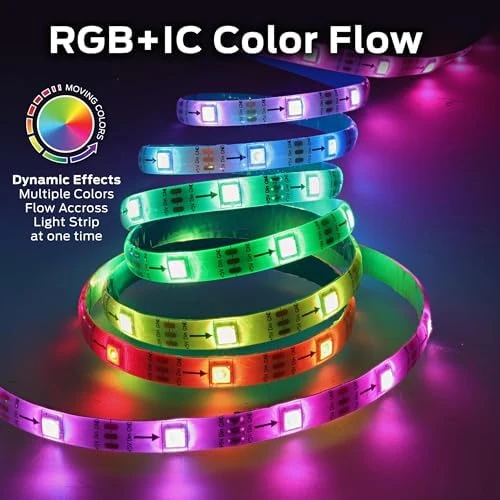 Smart 100 Foot RGB+IC LED Strip Lights, Sound Reactive Strip Lights for Bedroom, App & Voice Control — LED Strip Lights, MONSTER
