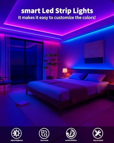 Smart LED Strip Lights 200FT (2 Rolls of 100 ft) with Remote and App Control — LED Strip Lights, BojiaLighting