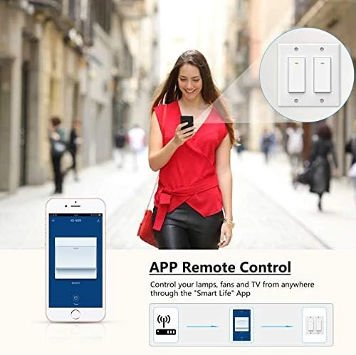 Smart Light Switch, Double Smart WiFi Light Switches, Smart Switch 2 Gang — Smart Switch, Lesim