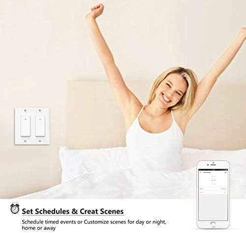 Smart Light Switch, Double Smart WiFi Light Switches, Smart Switch 2 Gang — Smart Switch, Lesim