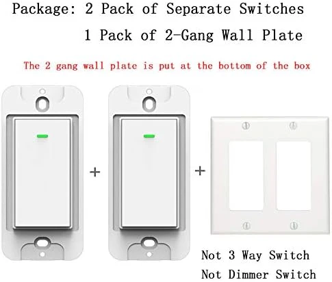 Smart Light Switch, Double Smart WiFi Light Switches, Smart Switch 2 Gang — Smart Switch, Lesim