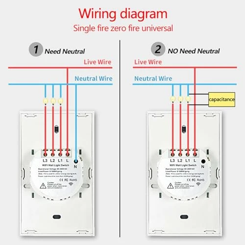 Smart Wi-Fi Light Switch, RF433, No Neutral Wire Required — Smart Switch, Lsliangmei