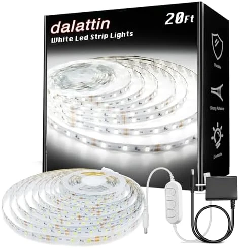 White LED Strip Lights, 20ft Dimmable Super Bright 24V 6500K 360 LEDs — LED Strip Lights, dalattin