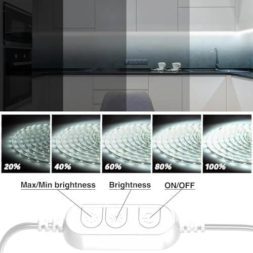 White LED Strip Lights, 20ft Dimmable Super Bright 24V 6500K 360 LEDs — LED Strip Lights, dalattin