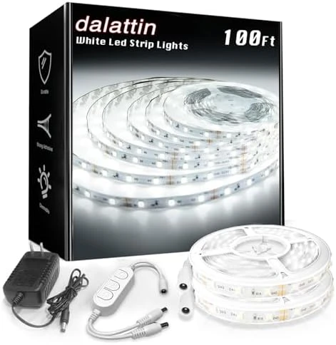 White LED Strip Lights, 20ft Dimmable Super Bright 24V 6500K 360 LEDs — LED Strip Lights, dalattin