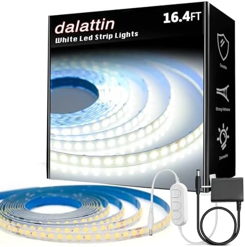White LED Strip Lights, 20ft Dimmable Super Bright 24V 6500K 360 LEDs — LED Strip Lights, dalattin