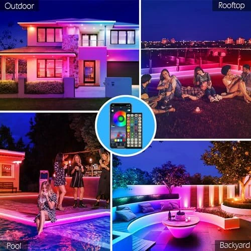 100Ft Outdoor Waterproof LED Strip Lights, Music Sync RGB — LED Strip Lights, FBZ