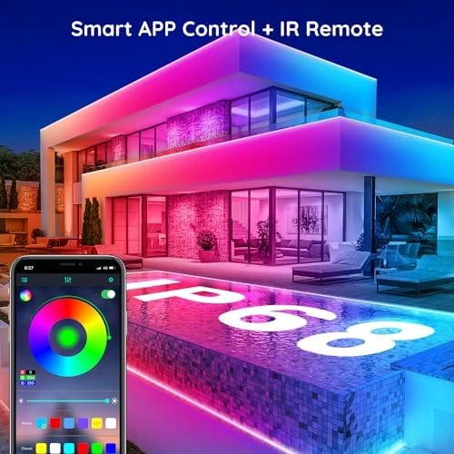 100Ft Outdoor Waterproof LED Strip Lights, Music Sync RGB — LED Strip Lights, FBZ