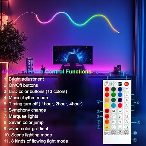 360 Degree Luminous Reticulate Weave Rope Lights, 10ft Addressable ICRGB LED Strip Lights — LED Strip Lights, maylit