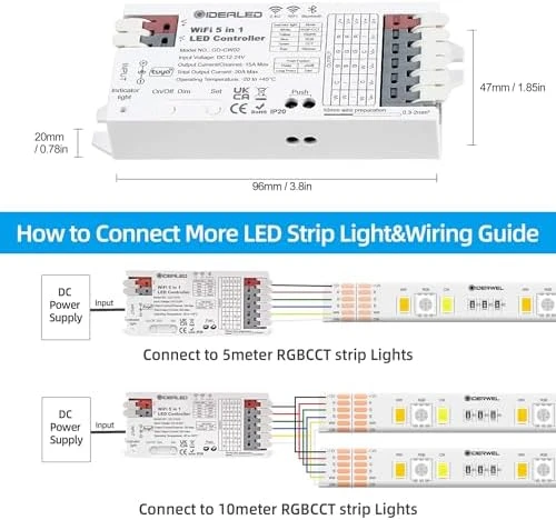 5 in 1 WiFi LED Controller for Strip Lights — LED Strip Lights, GIDERWEL
