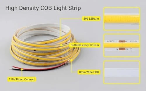 AC 110V COB LED Strip Light Non-Waterproof Smart IC — LED Strip Lights, saiyuchen