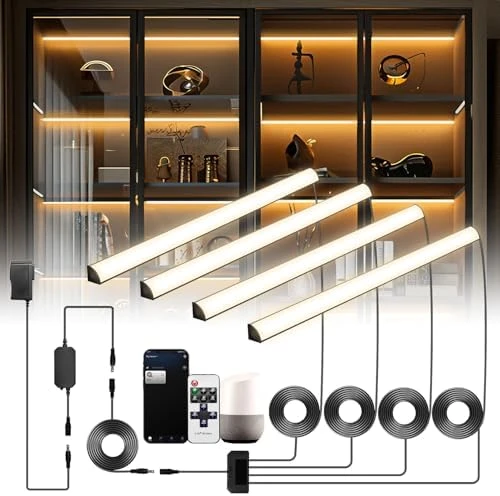Black Shelf Lights, LED Bookcase Lighting Compatible with Alexa, WiFi Dimmable 2700K Under Shelf Lighting for Bookshelf,... — LED Strip Lights, Lumtide