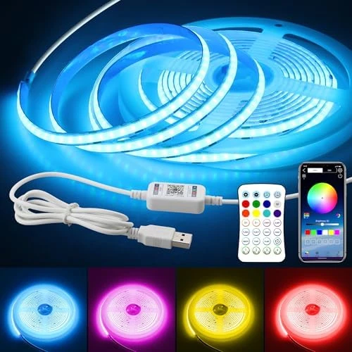 Bluetooth USB RGB COB LED Strip Lights 6.56FT with Remote Control — LED Strip Lights, Samsion