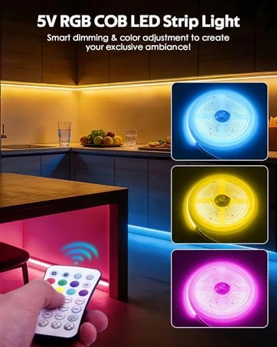 Bluetooth USB RGB COB LED Strip Lights 6.56FT with Remote Control — LED Strip Lights, Samsion