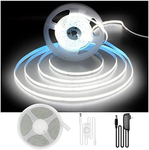 COB LED Strip, 16.4 ft White LED Strip Lights, Dimmable LED Light Strip 6500K Bright Daylight White, 24V, 1600LEDs, 2835... — LED Strip Lights, DAYBETTER