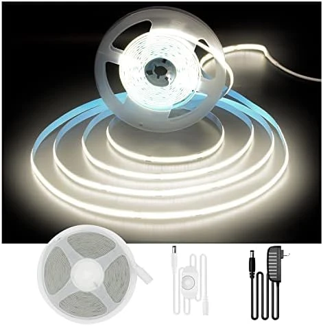 COB LED Strip, 16.4 ft White LED Strip Lights, Dimmable LED Light Strip 6500K Bright Daylight White, 24V, 1600LEDs, 2835... — LED Strip Lights, DAYBETTER