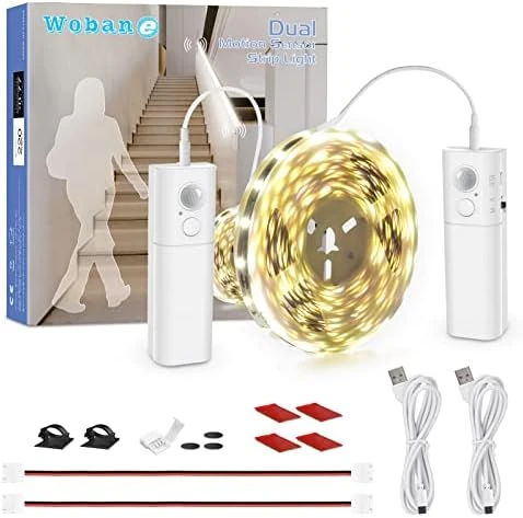 Dual Motion Sensor Stair Lights Strip — LED Strip Lights, WOBANE