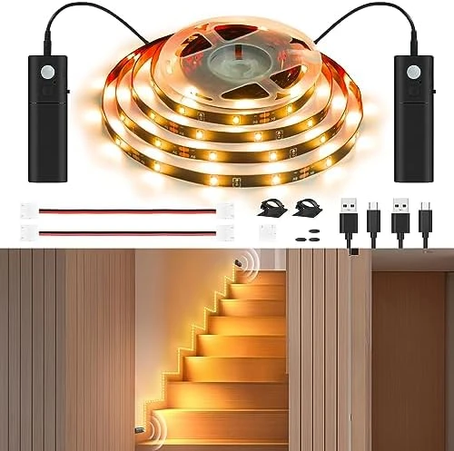Dual Motion Sensor Stair Lights Strip — LED Strip Lights, WOBANE