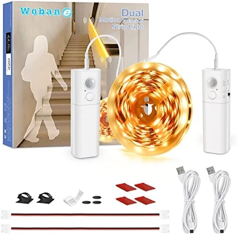 Dual Motion Sensor Stair Lights Strip — LED Strip Lights, WOBANE