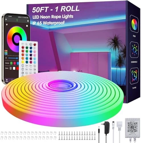 RGB LED Neon Rope Lights with Remote App Control — LED Strip Lights, Ledagic