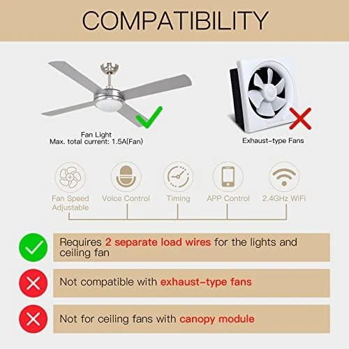 Smart Ceiling Fan Light Wall Switch — Smart Switch, MOES