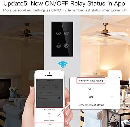 Smart Ceiling Fan Light Wall Switch — Smart Switch, MOES