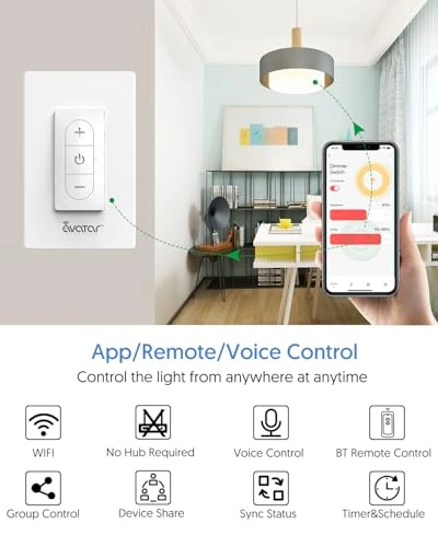 Smart Dimmer Switch with Bluetooth Remote — Smart Switch, Avatar Controls