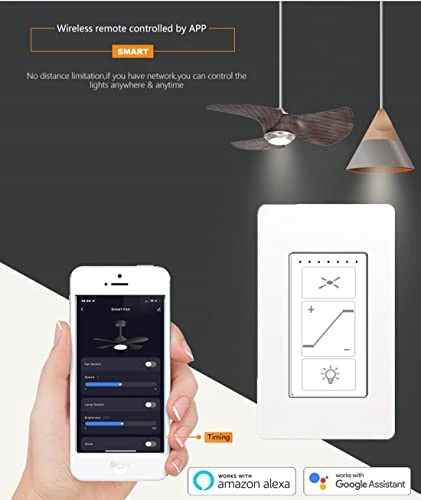 Smart Wi-Fi Ceiling Fan Control & Dimmer Wall Switch — Smart Switch, Nexete