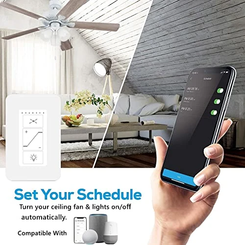Smart Wi-Fi Ceiling Fan Control & Dimmer Wall Switch — Smart Switch, Nexete