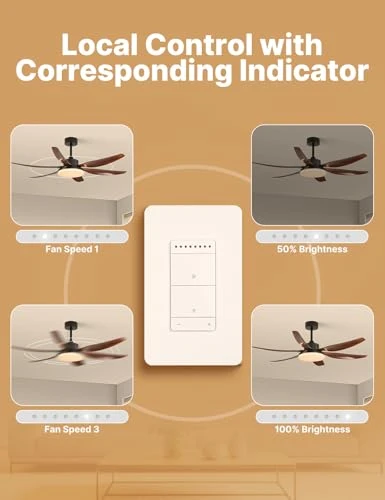 Star Ring Smart Ceiling Fan Control and Dimmer Light Switch — Smart Switch, MOES