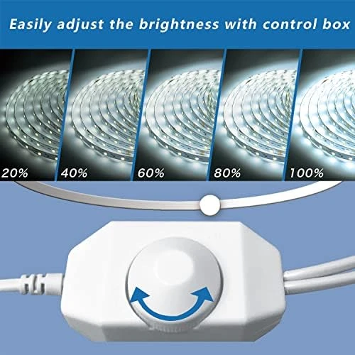 White LED Strip Lights, 100ft (2 Rolls of 50ft) Dimmable 6500K Daylight White LED Light Strip, 1800 LEDs Flexible LED... — LED Strip Lights, phopollo