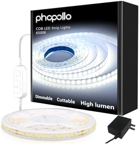 White LED Strip Lights, 100ft (2 Rolls of 50ft) Dimmable 6500K Daylight White LED Light Strip, 1800 LEDs Flexible LED... — LED Strip Lights, phopollo