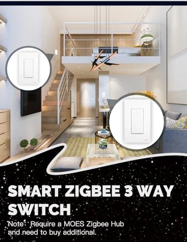Zigbee 3 Way Double Light Switch — Smart Switch, MOES