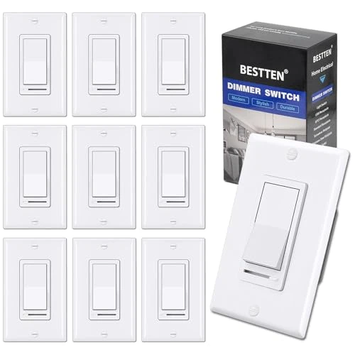 2 Pack Dimmer Light Switch, Universal Lighting Control, Single Pole or 3 Way — Smart Switch, BESTTEN