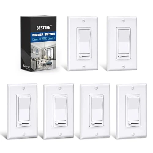 2 Pack Dimmer Light Switch, Universal Lighting Control, Single Pole or 3 Way — Smart Switch, BESTTEN