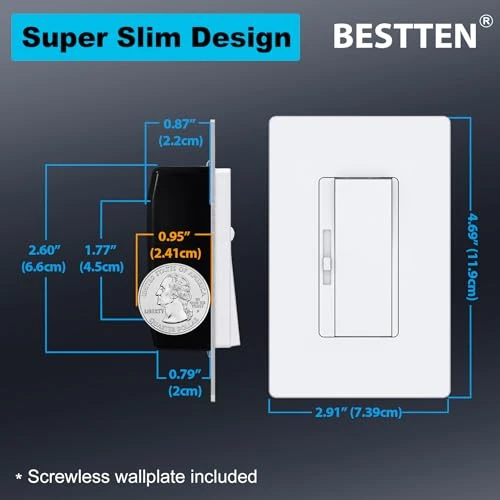 3 Pack Super Slim Slide Dimmer Light Switch — Smart Switch, BESTTEN