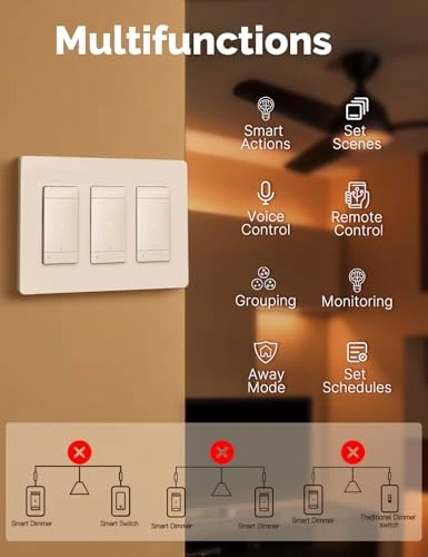 3 Way Smart Star Ring Dimmer Switch — Smart Switch, MOES