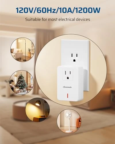 Remote Control Outlet with Wall Mounted Light Switch — Smart Plug, DEWENWILS