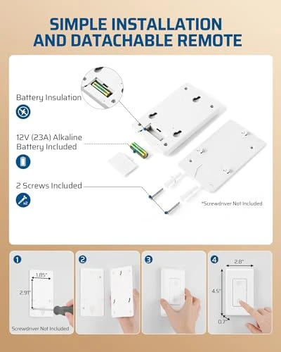 Remote Control Outlet with Wall Mounted Light Switch — Smart Plug, DEWENWILS