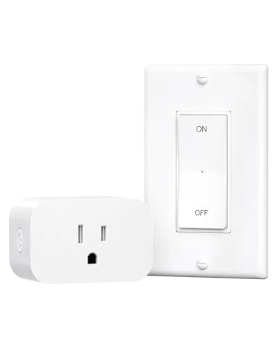 Remote Control Outlet with Wall Mounted Light Switch — Smart Plug, DEWENWILS