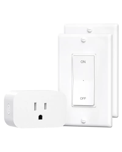 Remote Control Outlet with Wall Mounted Light Switch — Smart Plug, DEWENWILS
