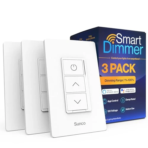 Smart Dimmer Switch, Double Rocker Wall Light Switch — Smart Switch, Sunco Lighting