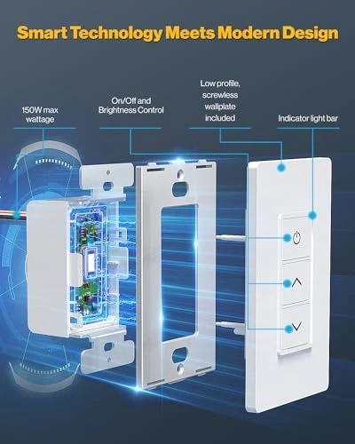 Smart Dimmer Switch, Double Rocker Wall Light Switch — Smart Switch, Sunco Lighting