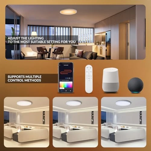 Smart RGB LED Ceiling Light with Remote — Smart Light Bulb, TITISLUMP